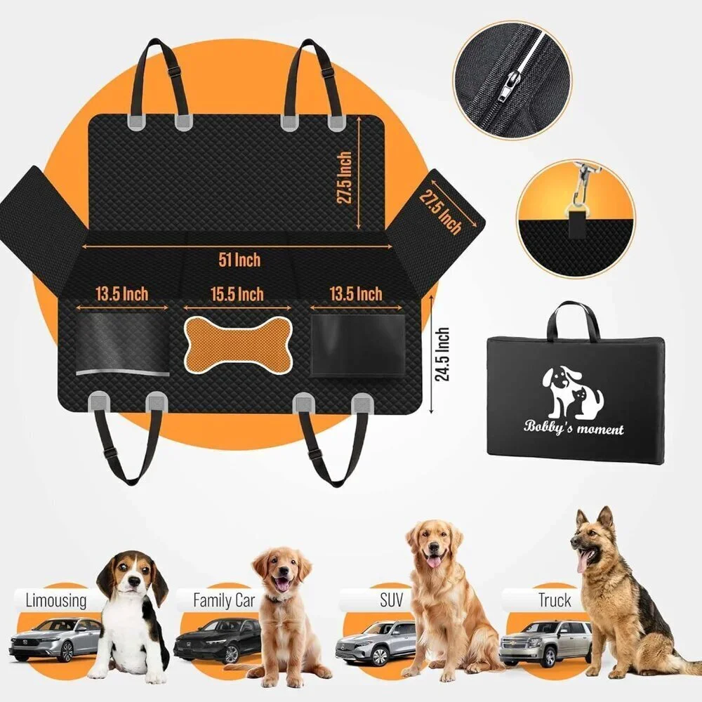 Bobby's Moment Dog Car Seat Cover for Back Seat